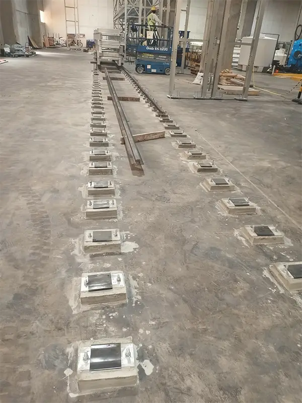 A100 crane rails and MK7 rail pads installation