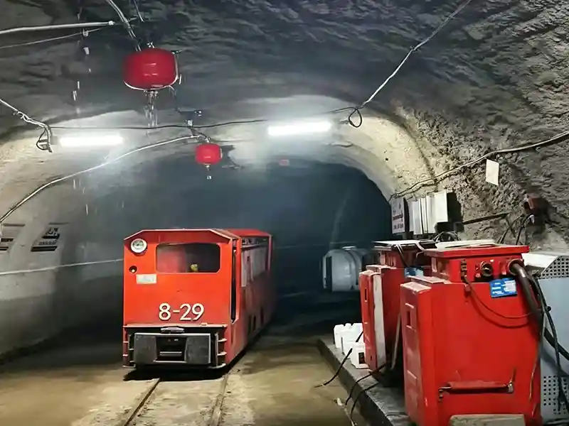 rail track in mining tunnel