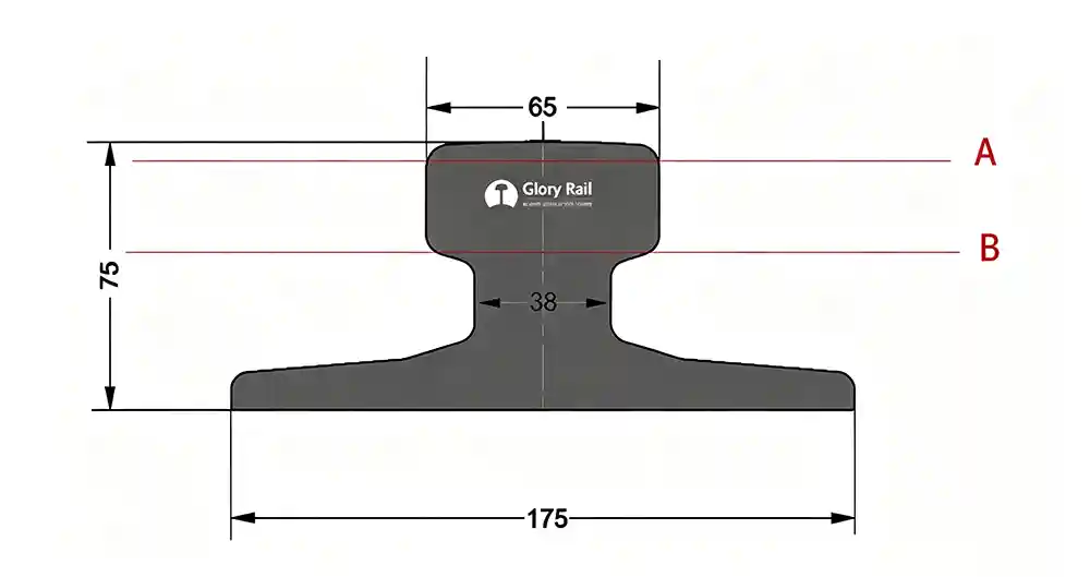 A line above no paint area A65 rail section drawing