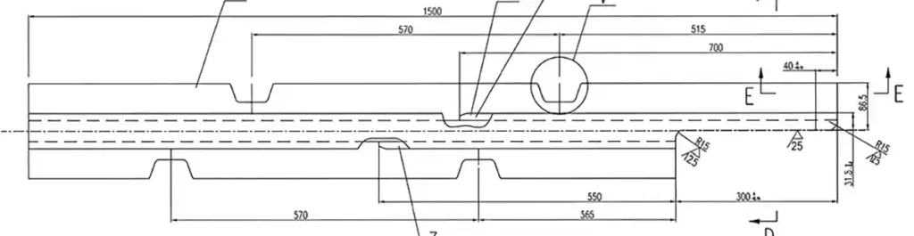 A65 Short Rail Technical Drawing