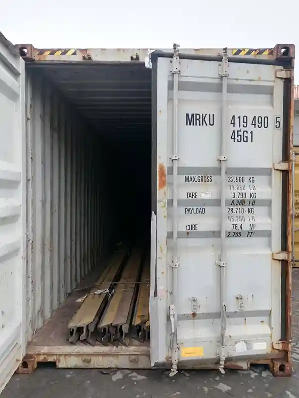 Packed rails ready for shipment