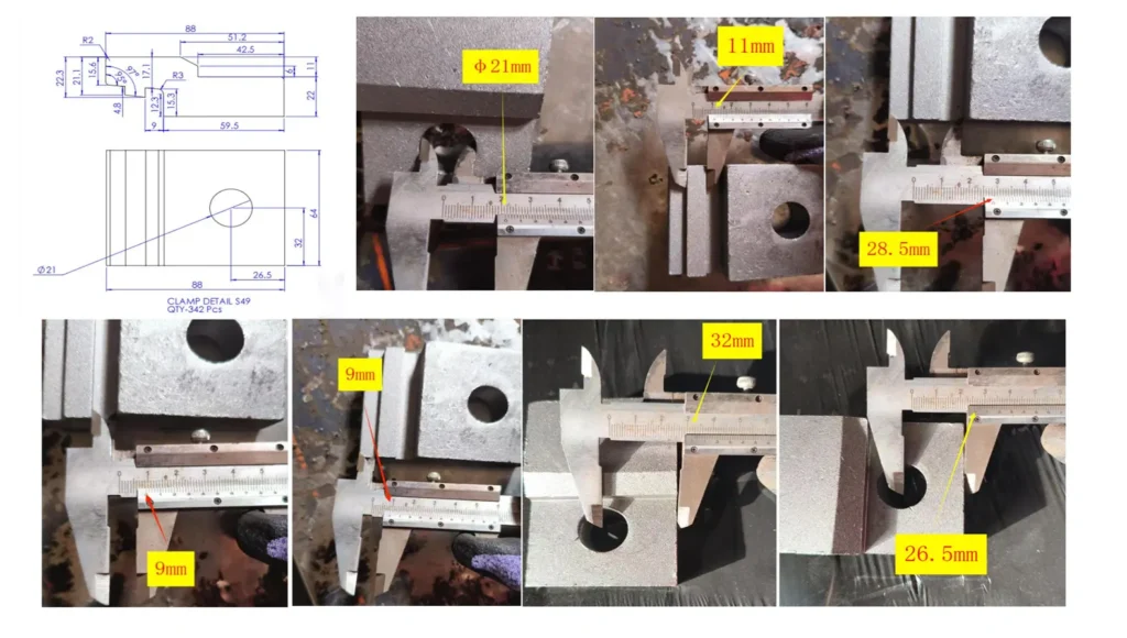 Rail Clamp Dimension Measurement – Detailed Dimensions