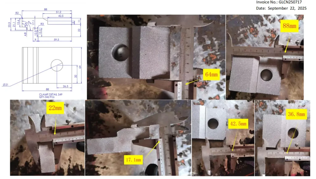 Rail Clamp Dimension Measurement – Front View