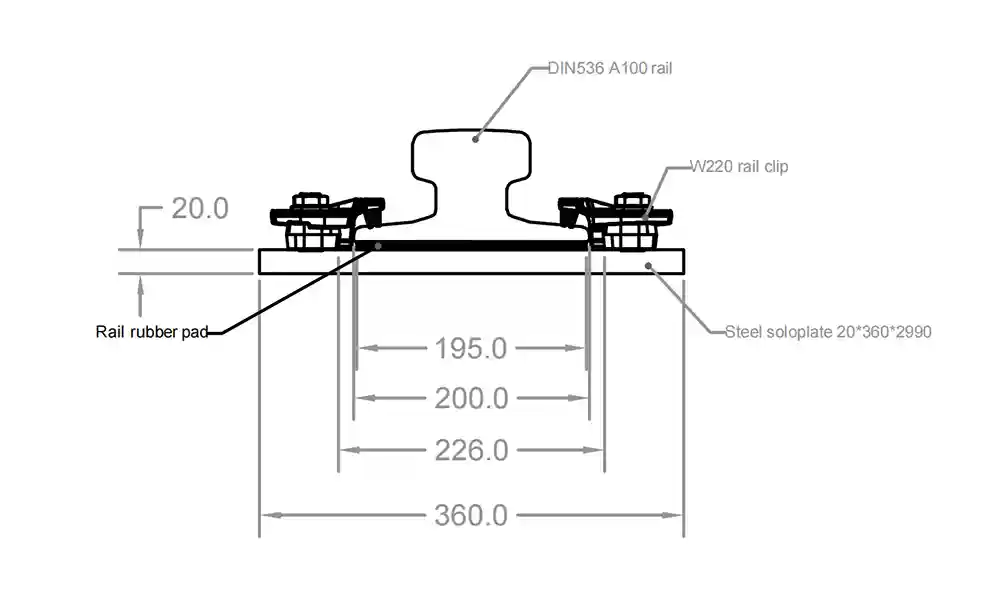 Section A‑A Drawing for A100 Rail System