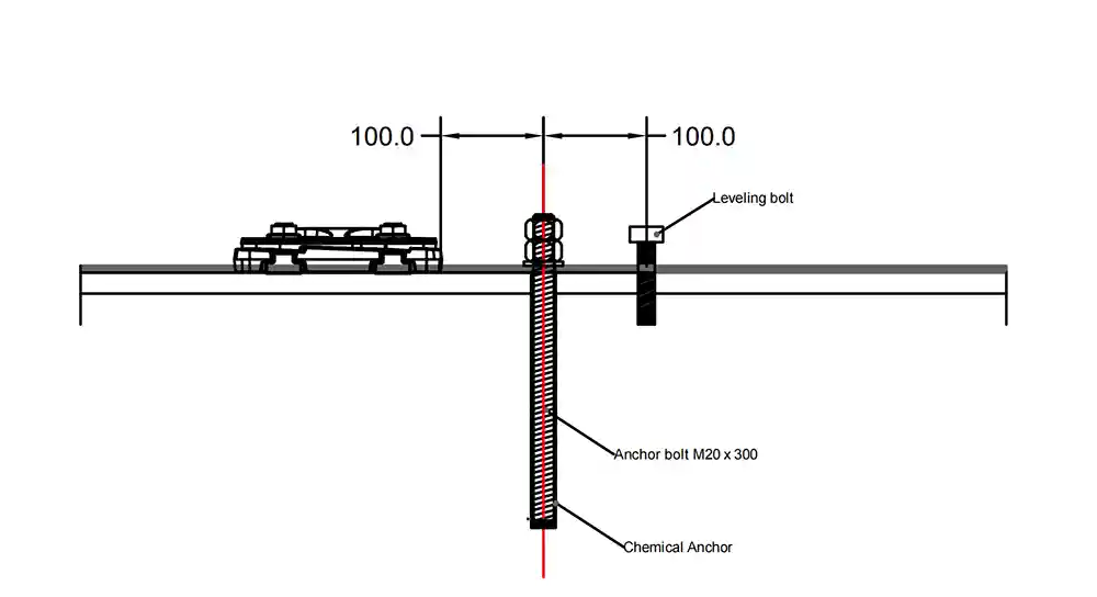 Section B‑B drawing for Precision Leveling & Permanent Fixing
