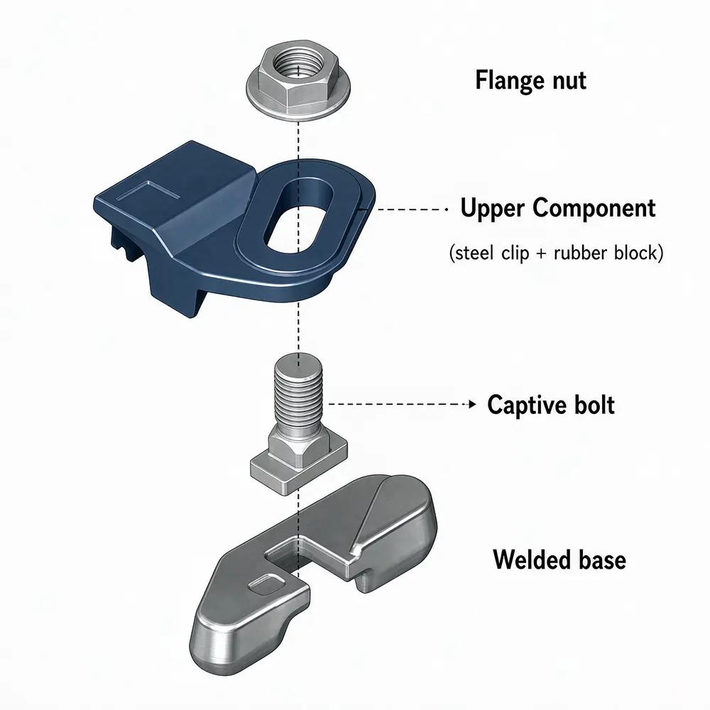 welded rail clip components